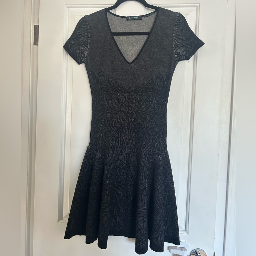Marciano Black Textured Mini Dress